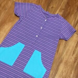 Curfew Girl Purple, Blue, and White Striped Dress Size 5/6